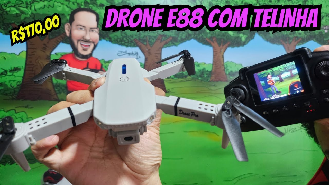 Drone E88 pro com tela baratinho como Ligar como configurar todas as funções do controle