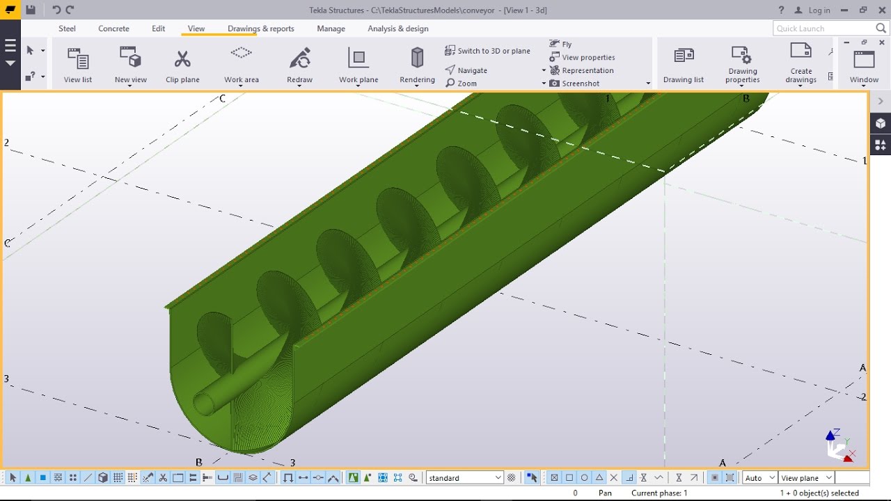 Как создать винтовой конвейер в Tekla Structures 2016