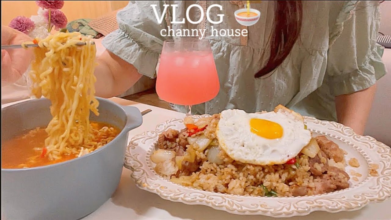ENG) Living alone Vlog 🍳 Pilaf, ramen, various Korean food cooking routine, eating show, pork belly