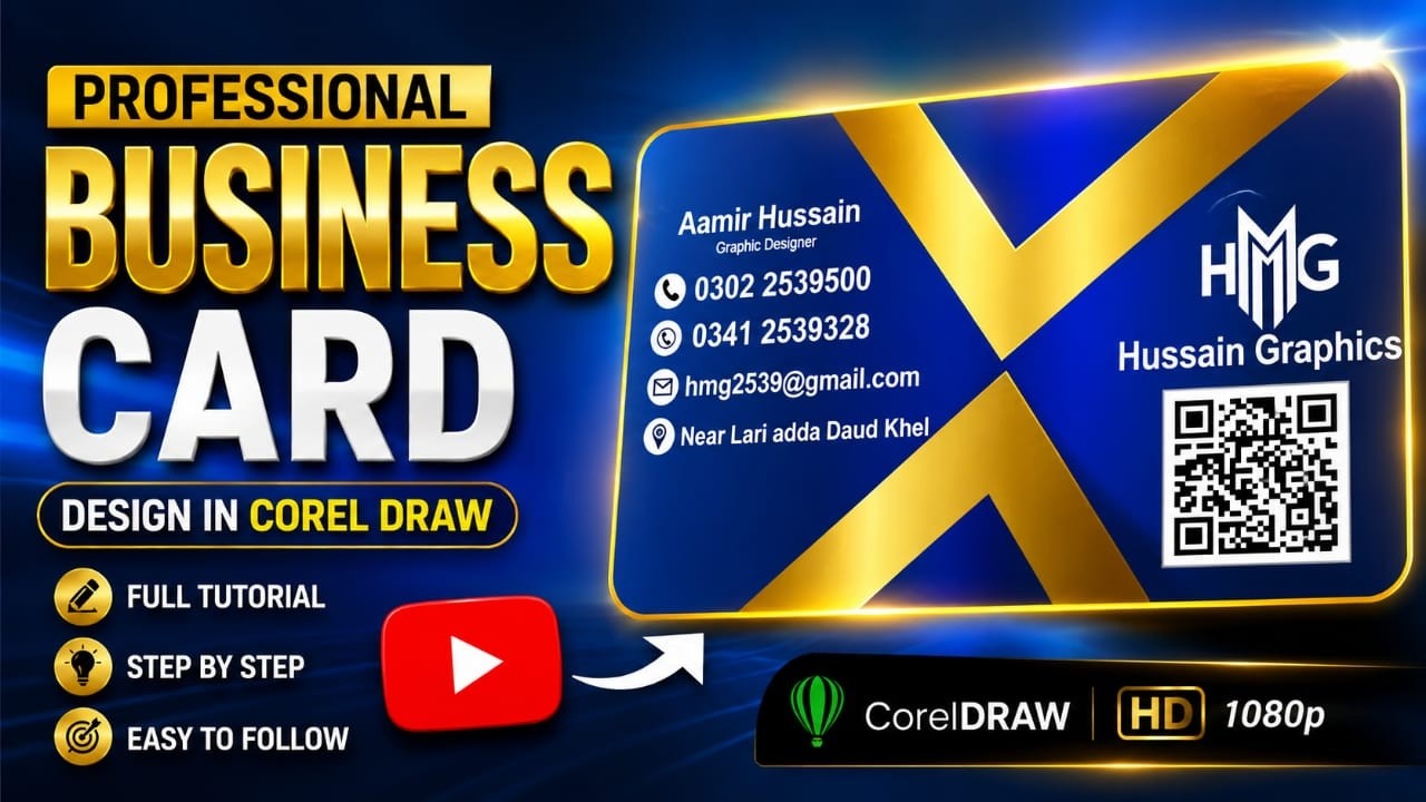 Professional Blue & Gold Business Card Design in CorelDRAW | Modern Visiting Card Tutorial
