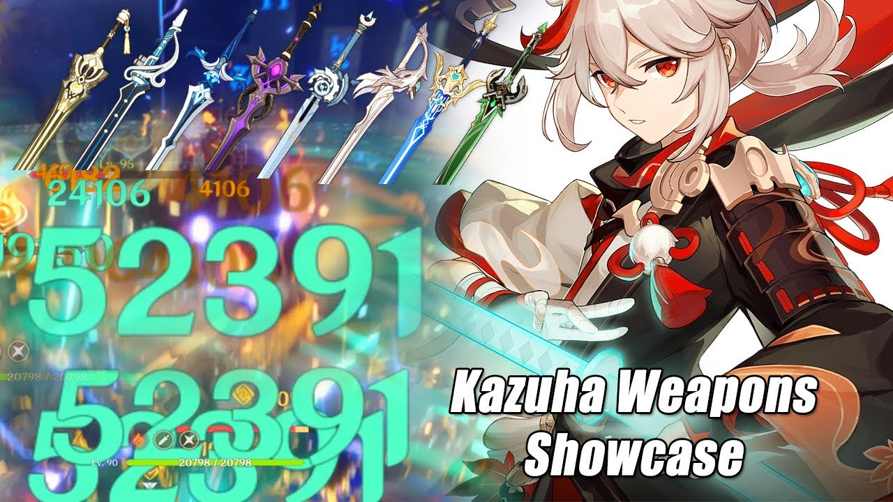 Kazuha 4 Star & 5 Star Weapons Damage Showcase - Genshin Impact