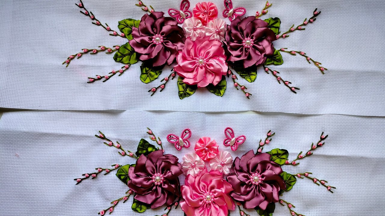 Flor de cetim pra aplicar em toalhas modelo 548