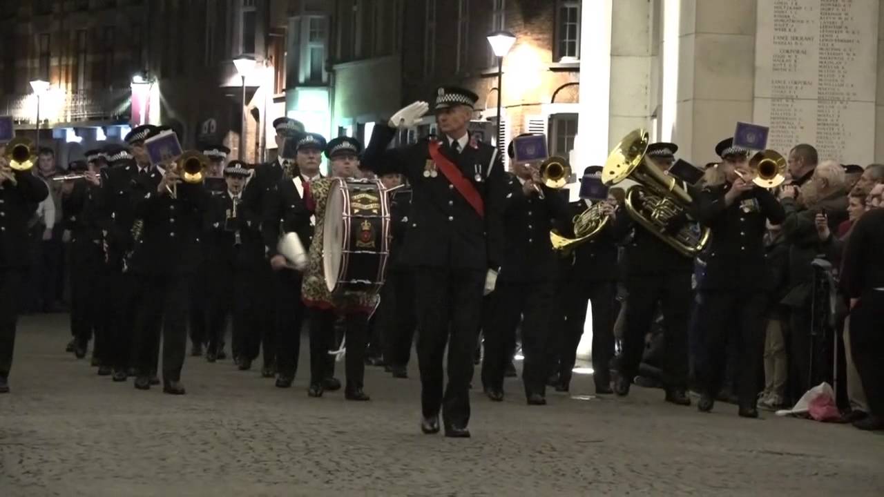 Hampshire Police band march off from Menin Gate