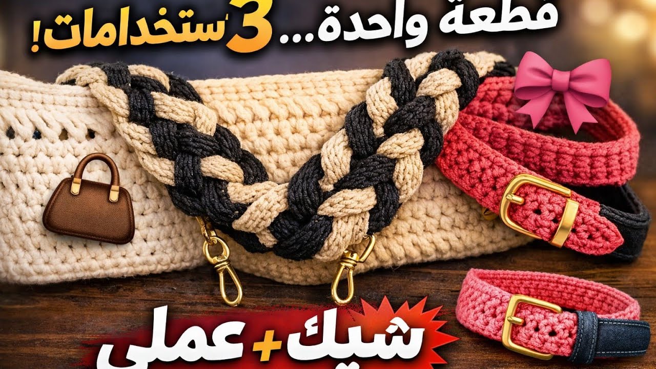 🔥 هتستغني عن الجاهز | دراع شنطة كروشيه 3×1 عملي وشيك 🔥#crochet #اكسبلور #handmade #diy 