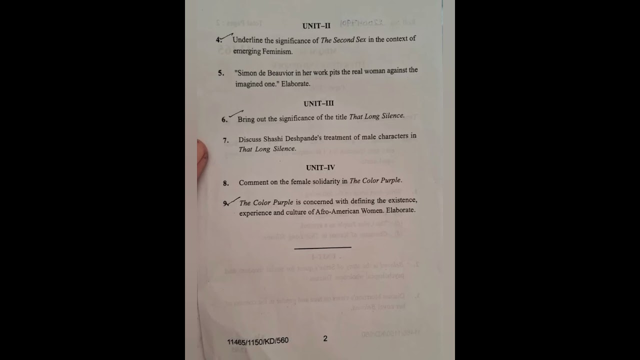 4th Sem Question Paper of M.A English || #4thsem #english #ma #kuk #xix #englishlanguage