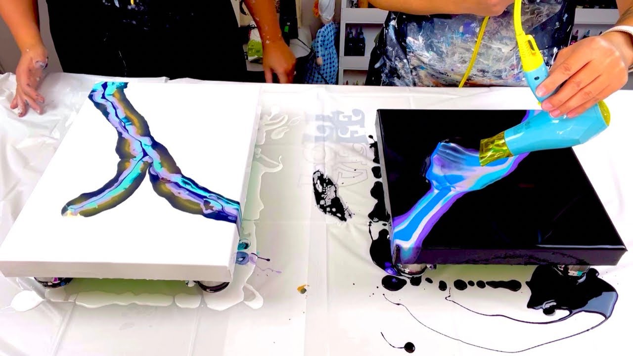 # 501 - 👯‍♀️ DOUBLE TROUBLE!! An in depth blow out tutorial! MUST WATCH! Acrylic Pouring