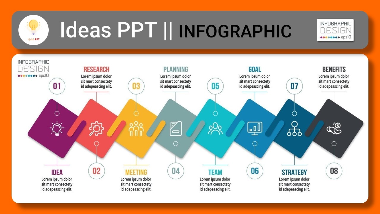 Create 8 steps Infographic slide in PowerPoint