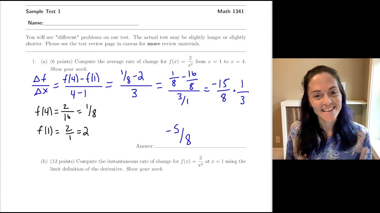 Calculus I: Test 1 Review (First Sample Test)