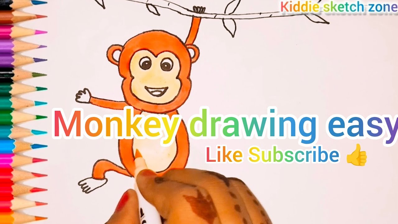 How To Draw Monkey | Monkey Drawing | बंदर का चित्र आसानी से बनाना सीखे | Monkey 🐒 Mmonkey #cartoon🙈