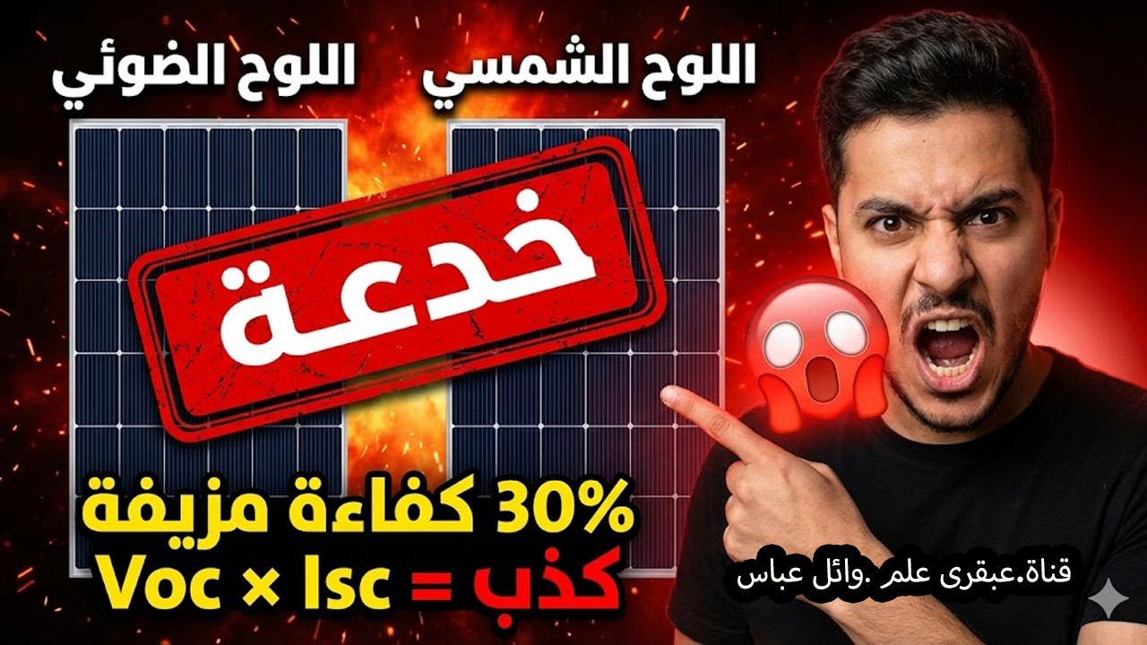 فضيحة ألواح الطاقة: 30% كفاءة مزيفة! (الأرقام الكاذبة)!....قناة عبقرى علم