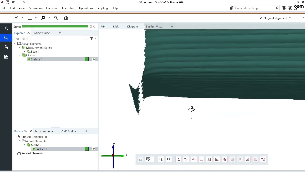 Polygonize point cloud and mesh cleanup in GOM