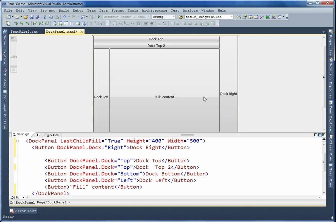 WPF: DockPanel