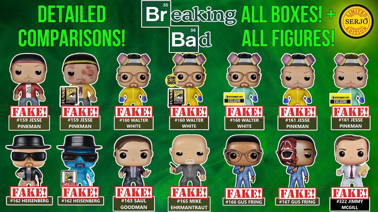 Detailed comparisons of all 24 fakes by Funko POP! Breaking bad!