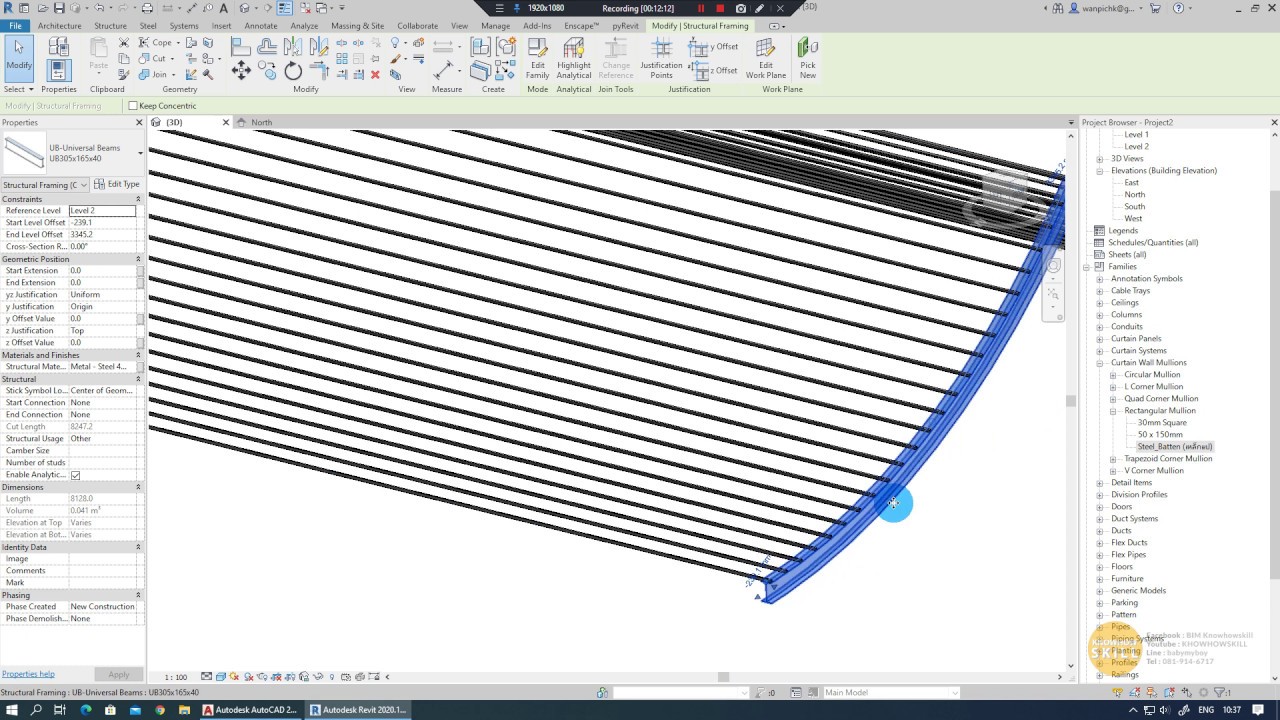 KNOWHOWSKILL_Revit_Roof - Framing on curved roof (สร้างเหล็กหลังคาโค้ง)
