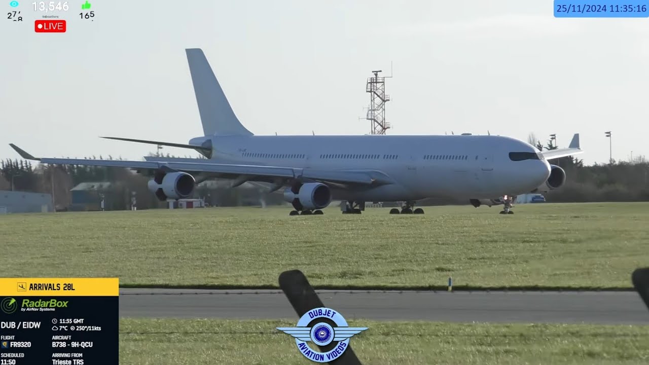 Windy Arrivals - Aircraft Action - Dublin Airport LIVE Plane Spotting Ireland ✈️ 25/11/2024