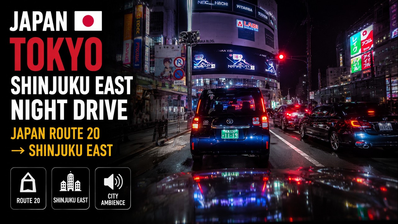 Tokyo Shinjuku East　Night Drive Japan Route 20 → Shinjuku East Tokyo 4K POV