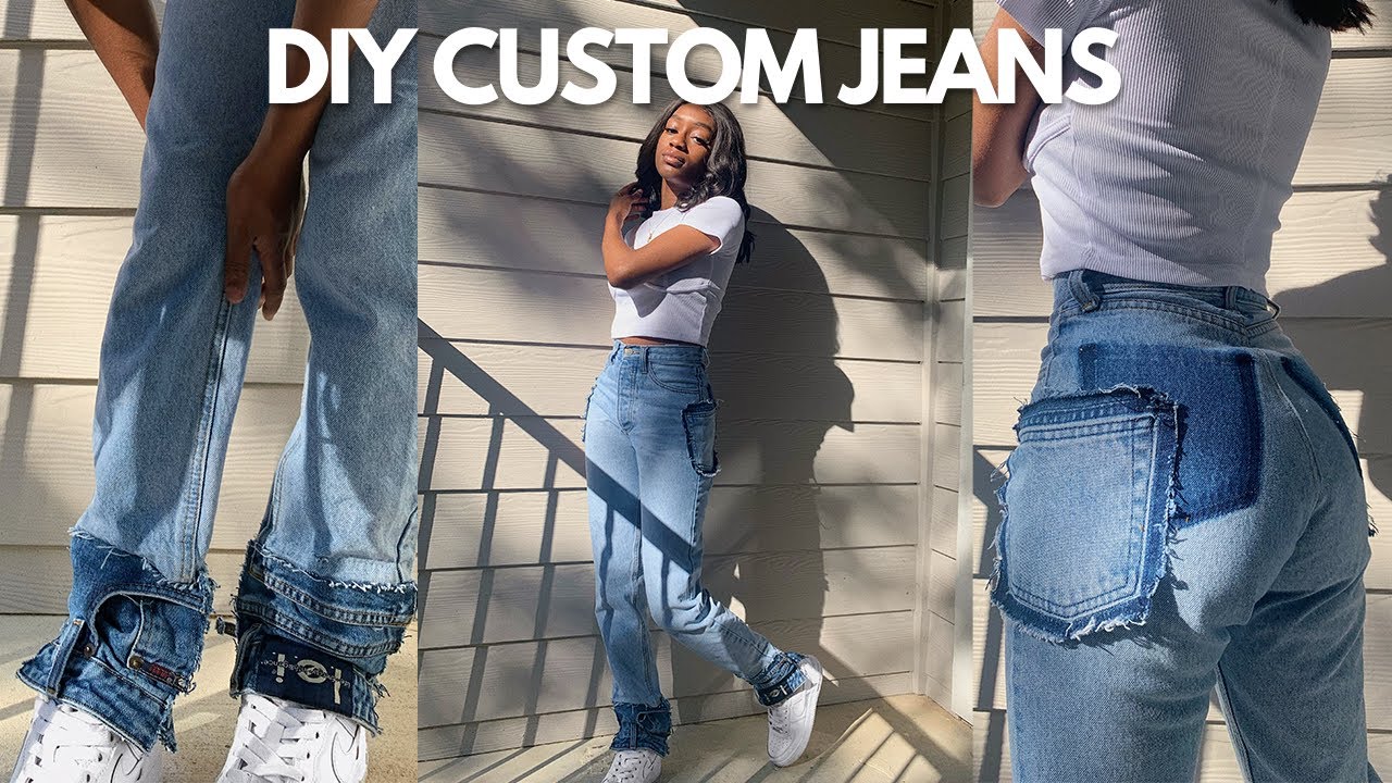 DIY CUSTOM STACKED JEANS for $5 | Denim patchwork tutorial | iamEgypt