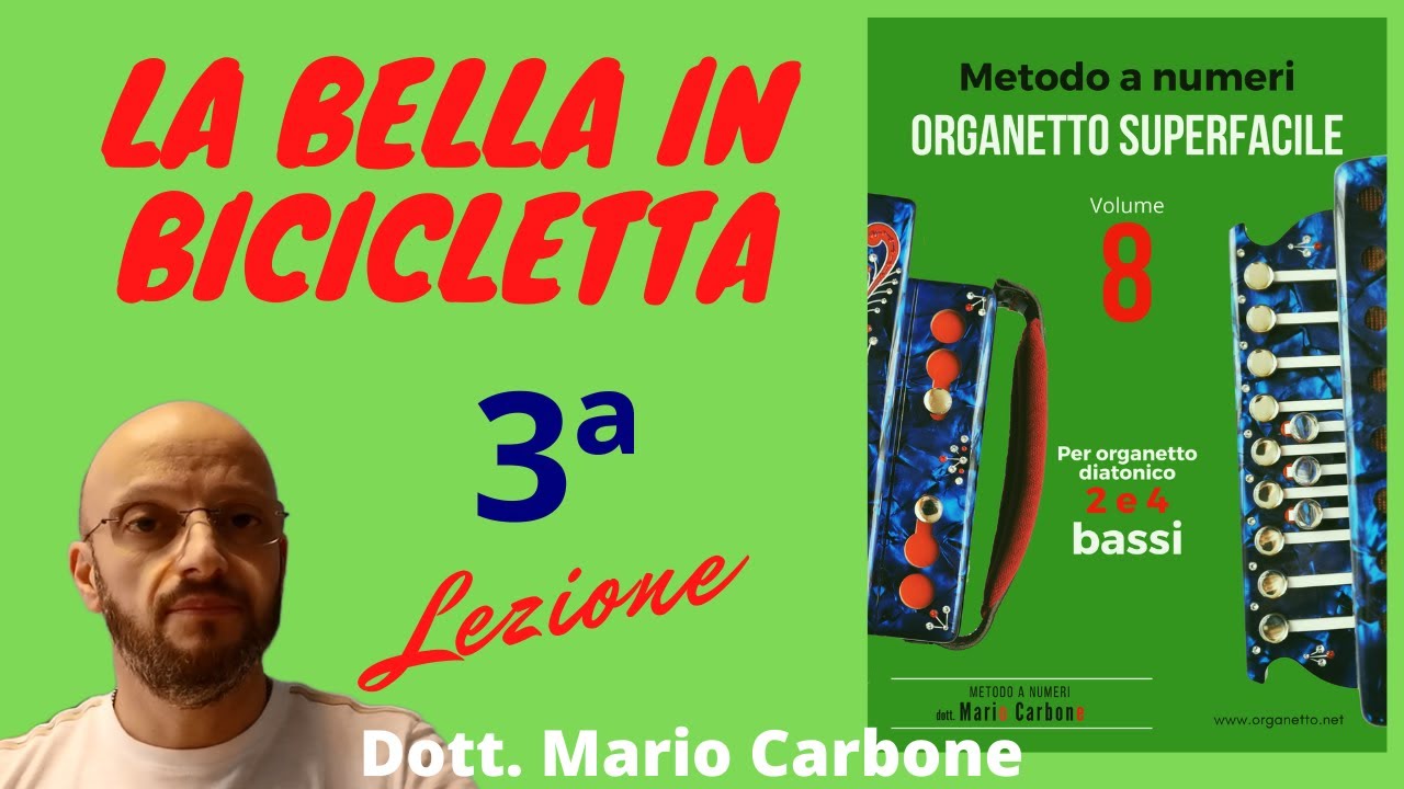 Lezione di organetto - 3a Lezione - BELLA QUADRIGLIA - BELLA IN BICICLETTA - Metodo a numeri