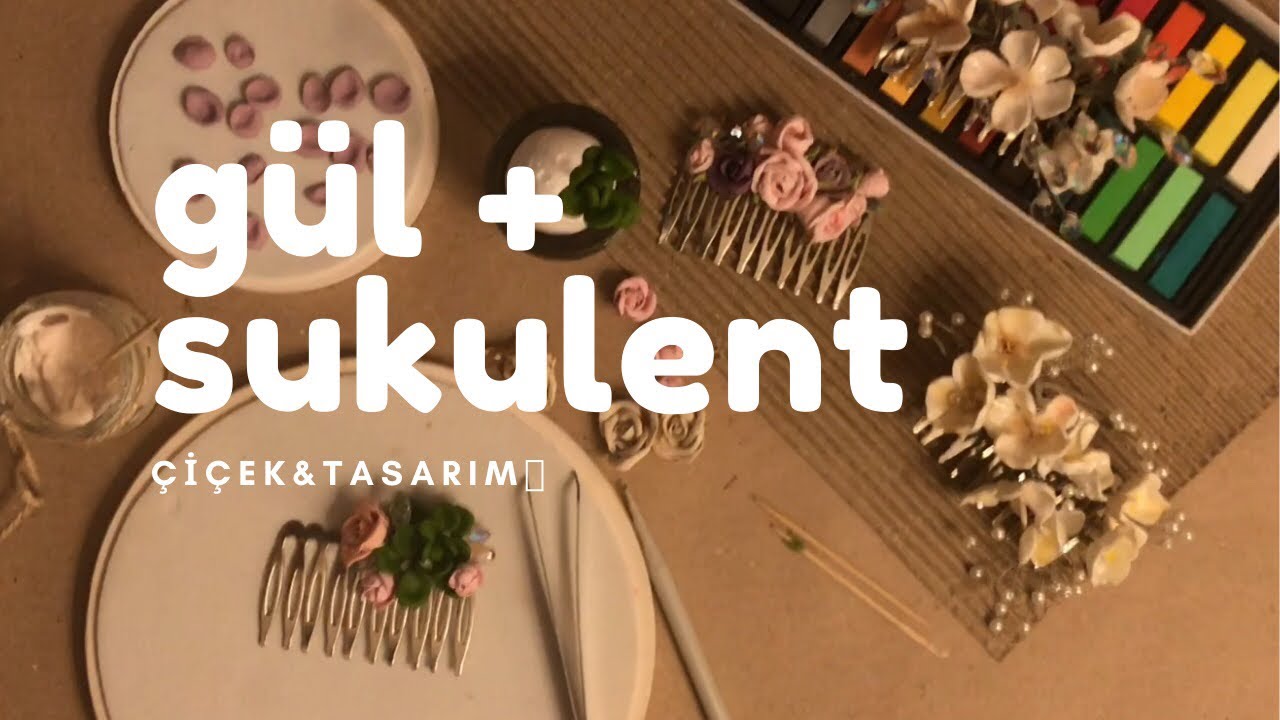 Seramik  Hamurdan Sukulent ve Gül Çalışması🌸