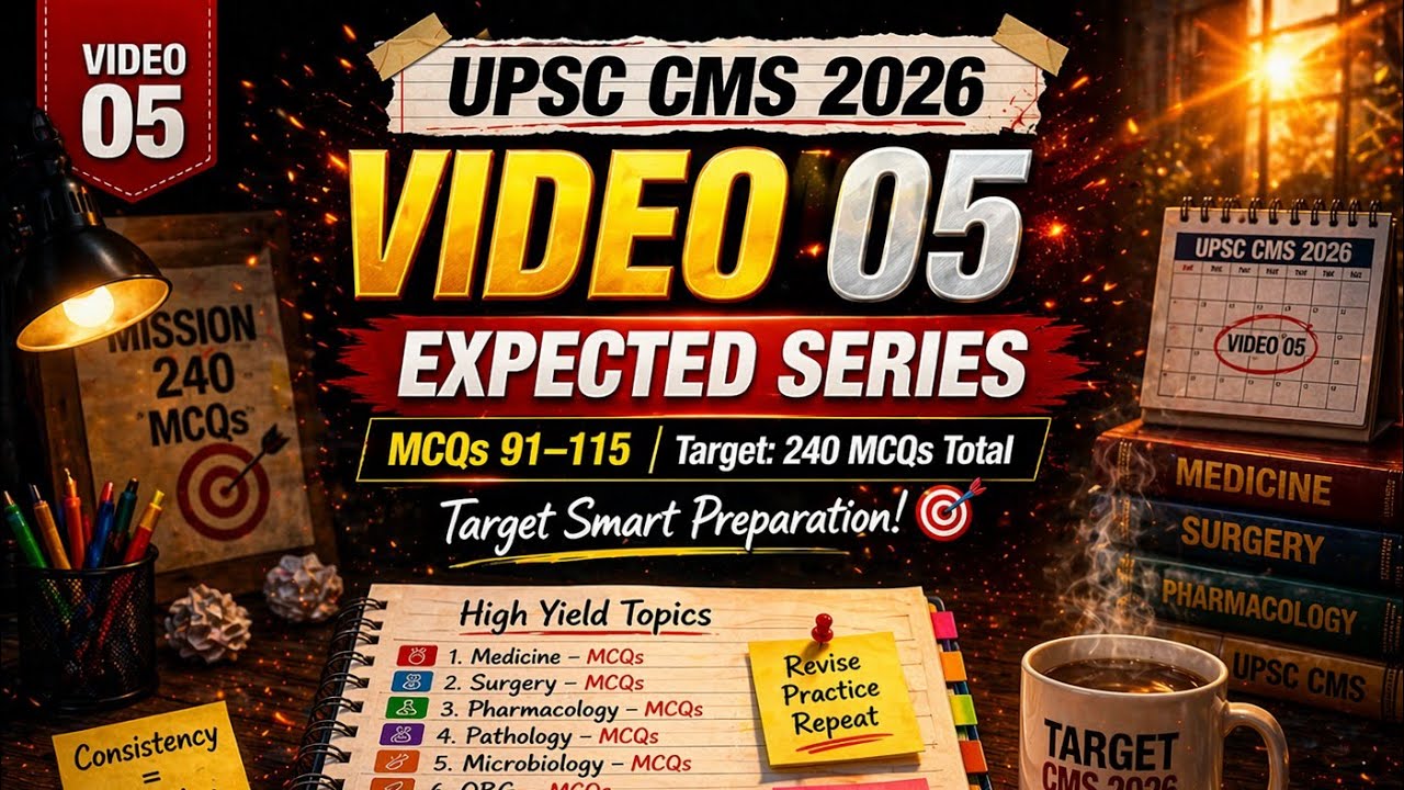 TARGET UPSC CMS 2026 RAPID REVISIONUPSC CMS 2026 🔥 Expected 240 MCQs Series | 35 MCQs | Video 5/10