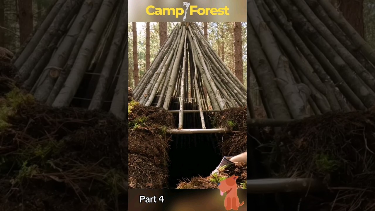 Watch as he builds an incredible Teepee Tent Part 4