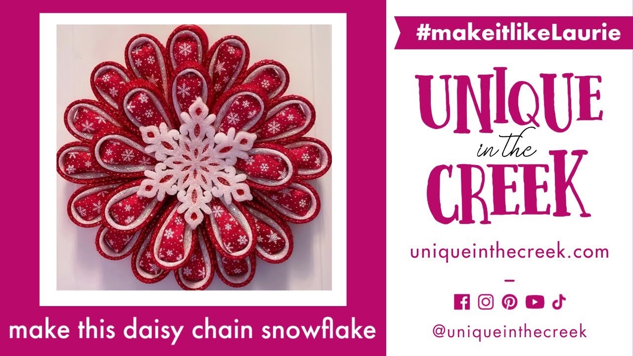 DAISY CHAIN W/RIBBON | Christmas Winter Snowflake Deco Mesh Wreath | UITC Small Board