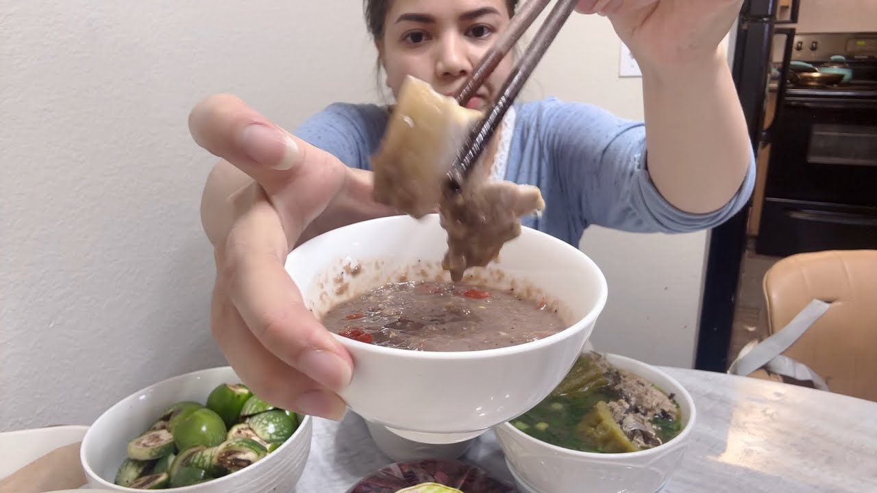 Thịt luộc mắm tôm, cà pháo và canh khổ qua! Khổ qua chấm mắm tôm ngon bá cháy #mukbang #food 
