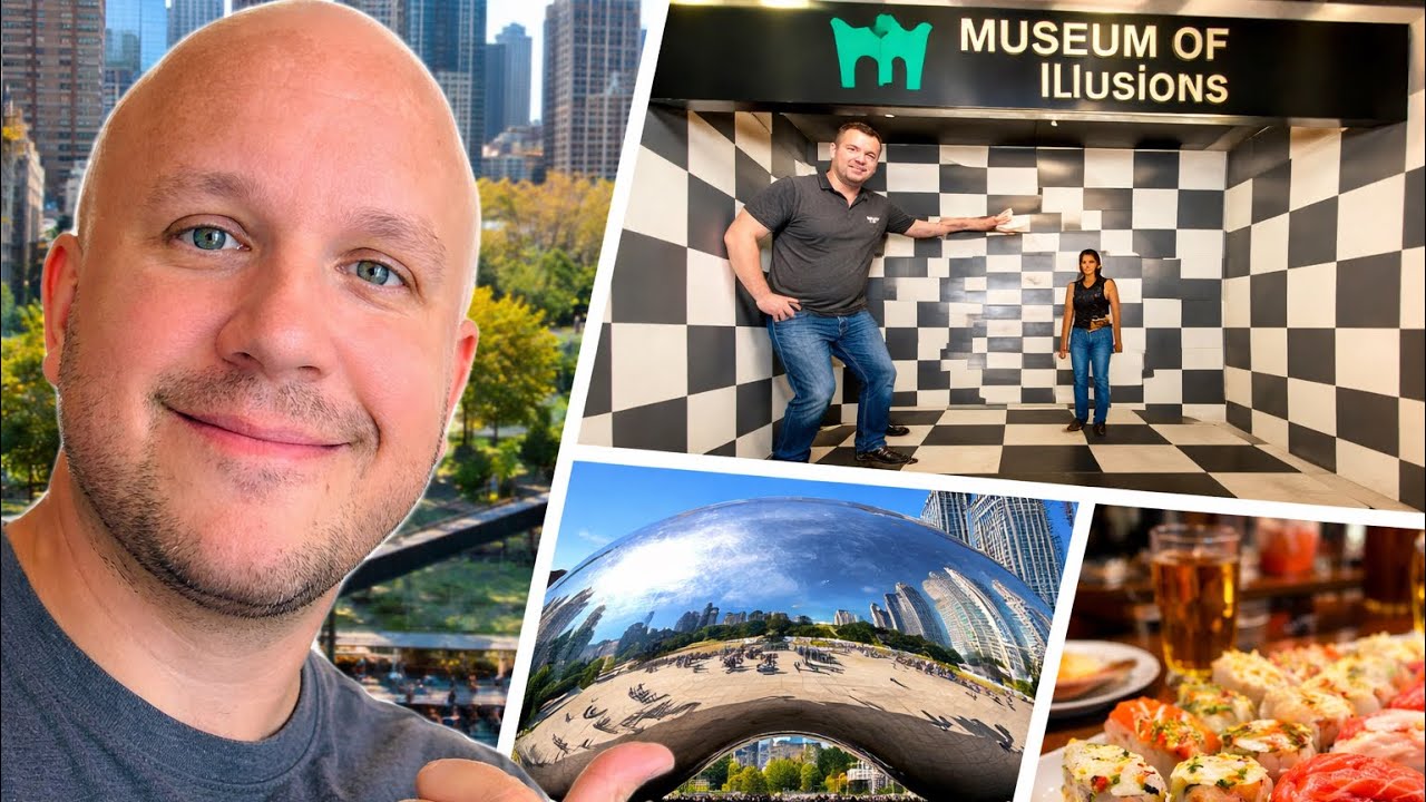 Exploring the Museum of Illusions Chicago 🤯 | Plus The Bean & Quick Sushi Stop
