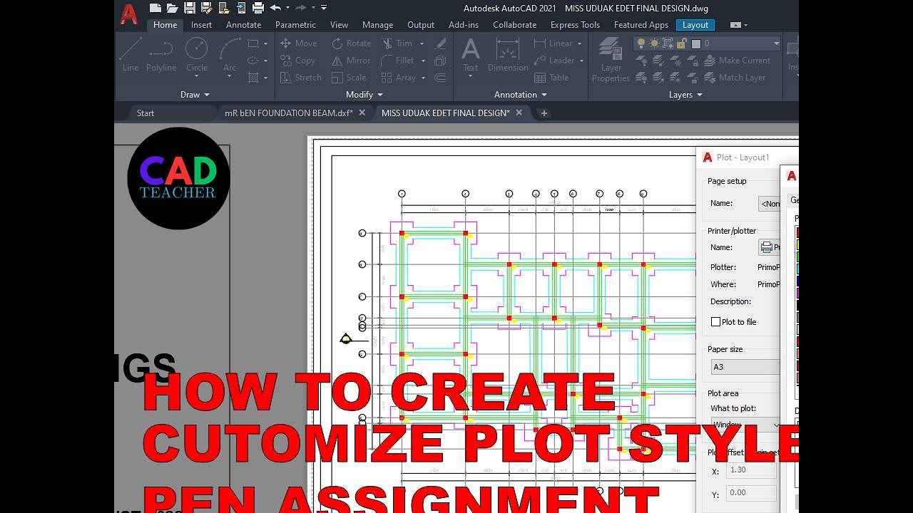 AUTOCAD TUTORIAL: HOW TO CUSTOMIZE PLOT STYLE, PEN ASSIGNMENT