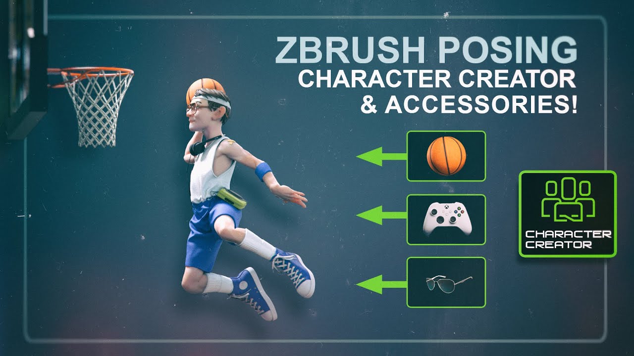 Posing a Custom ZBrush Character in Character Creator, WITH custom and library accessories!