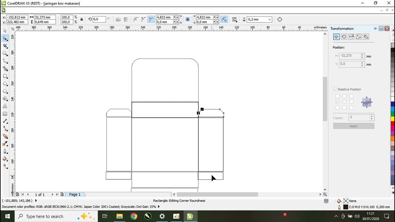 cara membuat jaringan' box makanan di corelldraw