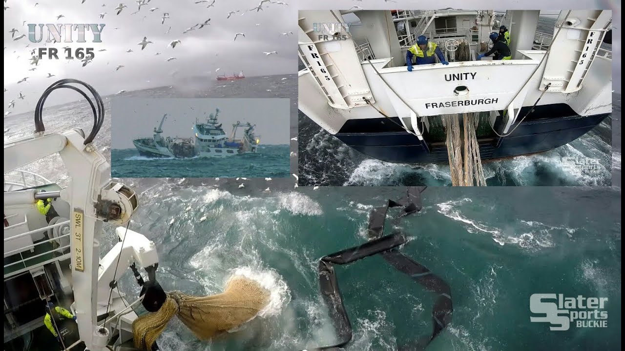 UNITY FR 165 (part 2) windy, out on deck, herring, west side, pelagic fishing trawler