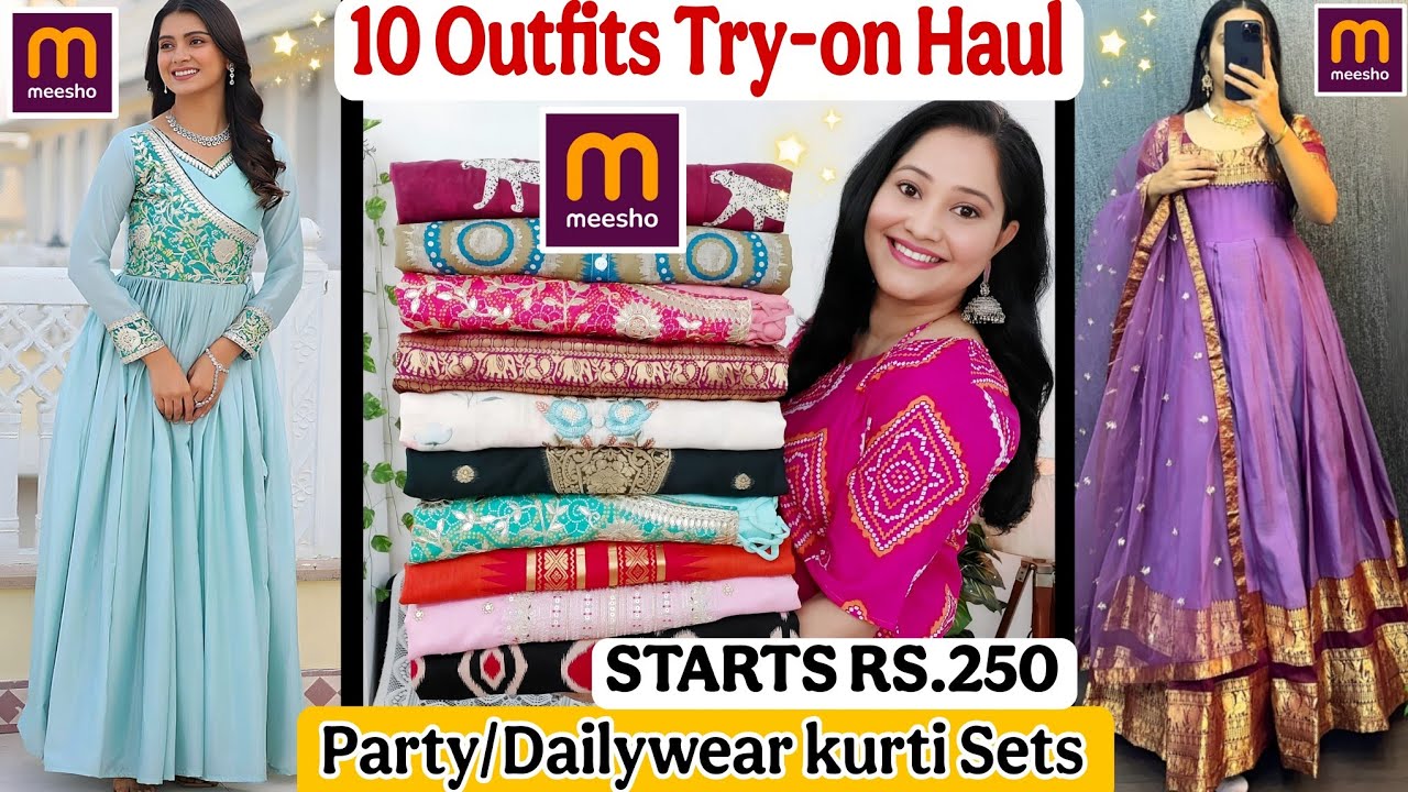 Meesho Summer Friendly☀️Daily/Partywear kurti Set Haul❤️START Rs.250✨️Meesho kurti Haul🌸Meesho Haul