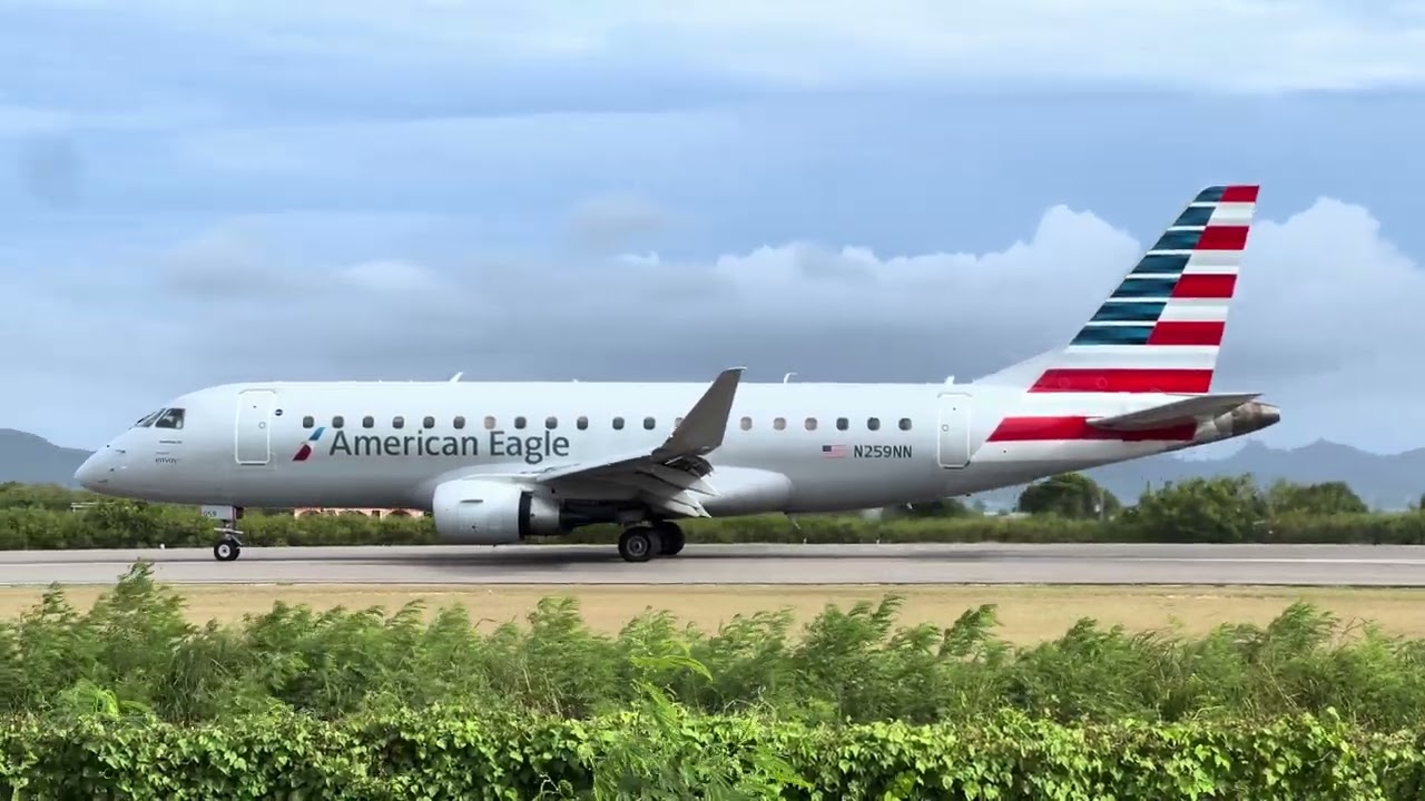 American Eagle Windy TakeOff In Anguilla