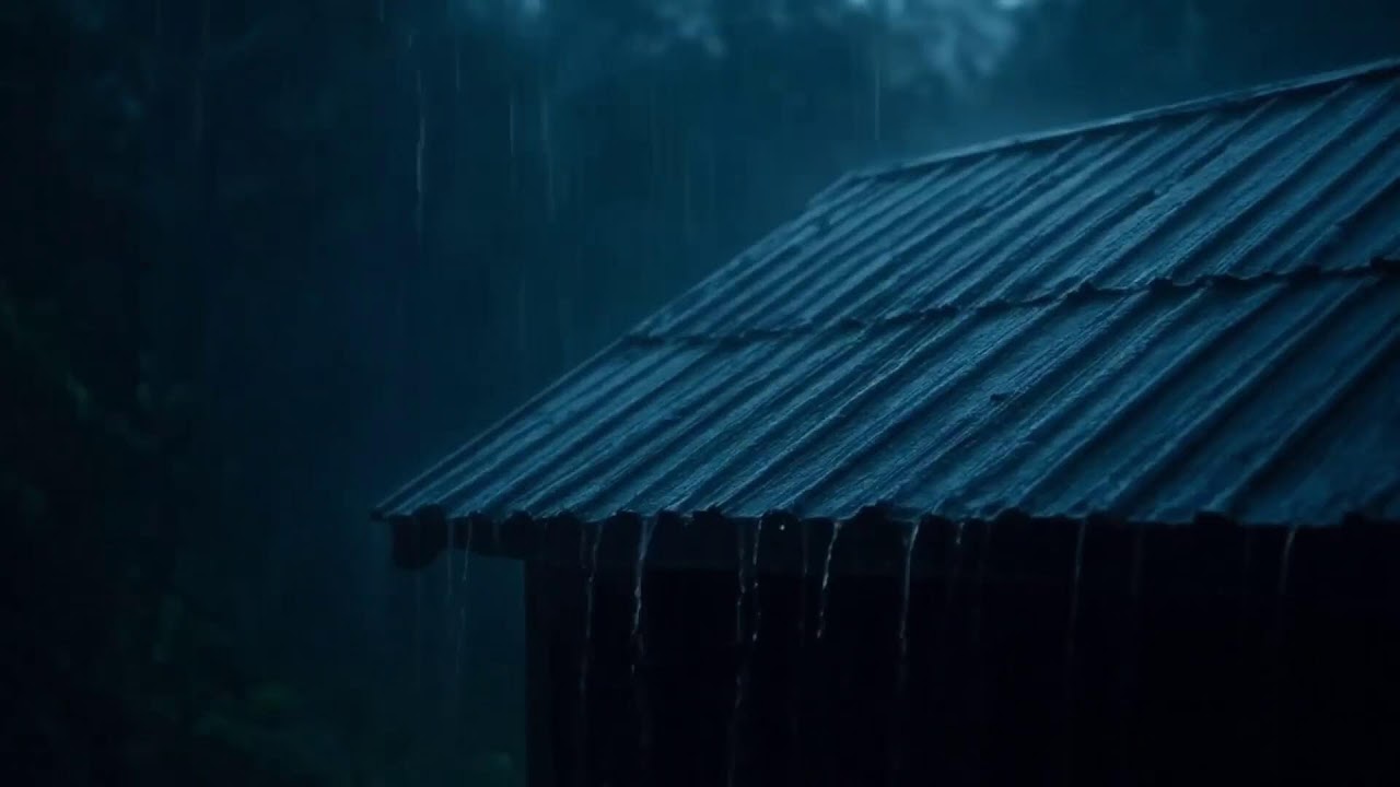 Endless Heavy Rain at Night | Peaceful Roof Rain Ambience 9