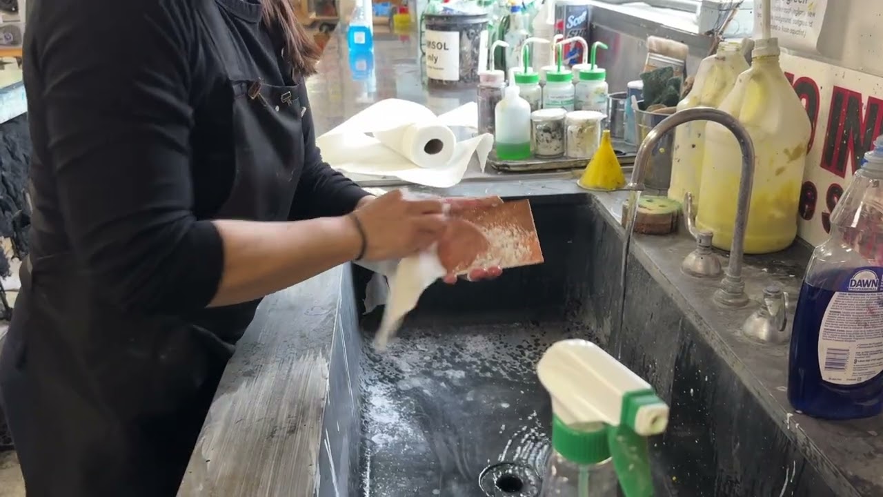 PRINTMAKING DEMO:Degreasing a copper plate