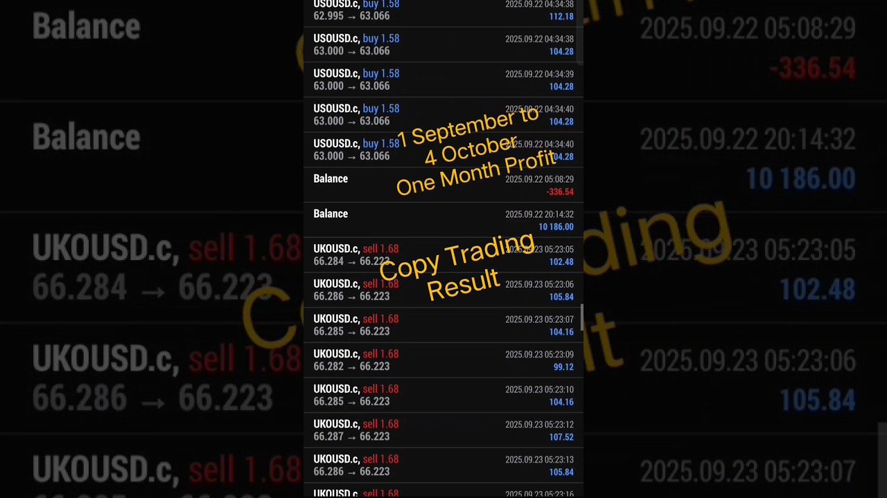 One Month Copy Trading Result 