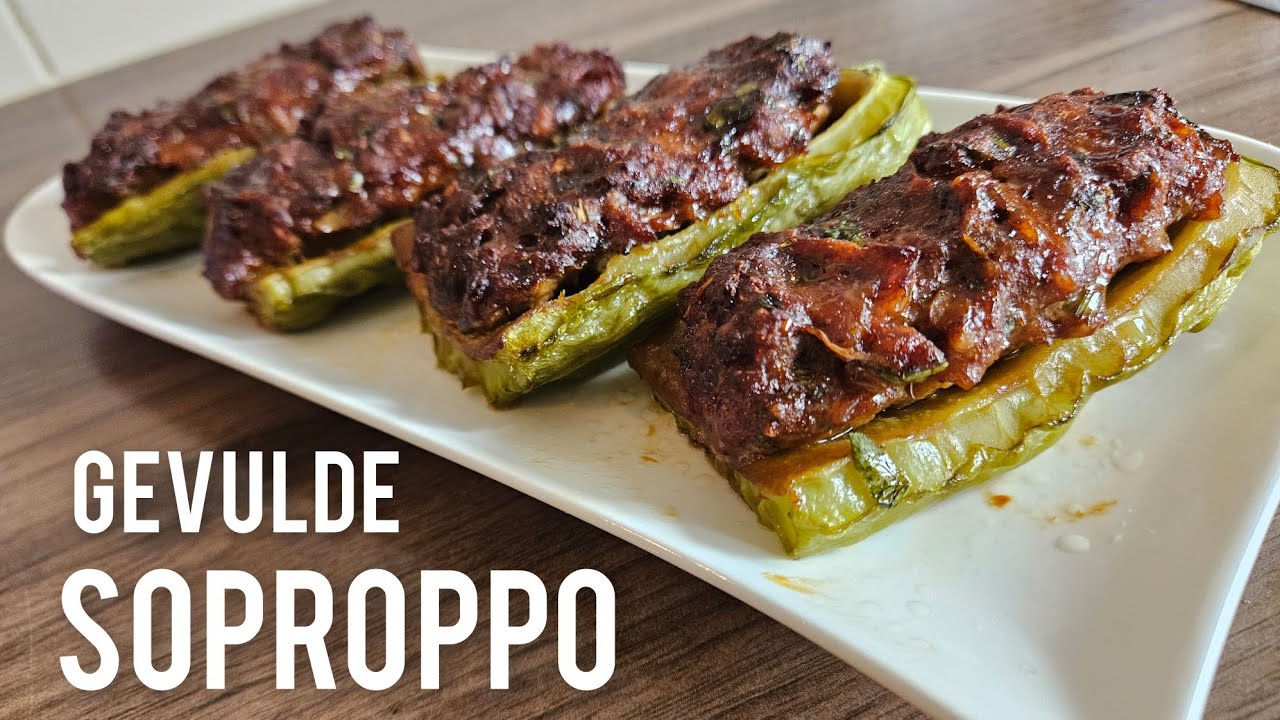 Surinaamse soproppo gevuld met pittige kipgehakt recept|Surinamese bittergourd spicy minced chicken|