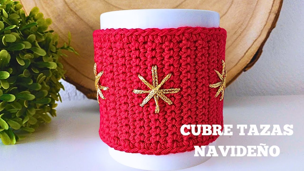 Cómo tejer cubre tazas NAVIDEÑO a CROCHET | GANCHILLO fácil | PRINCIPIANTES Crochet