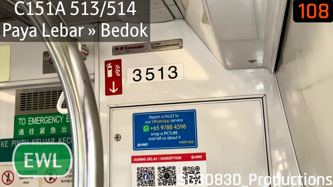 [SMRT][PYL » BDK Shuttle] Kawasaki Sifang C151A [513/514] - EW8 Paya Lebar » EW5 Bedok (EWL)