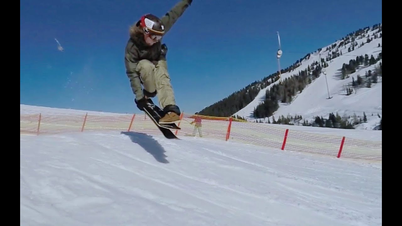 Tom Cat rides a snowskate for the first time