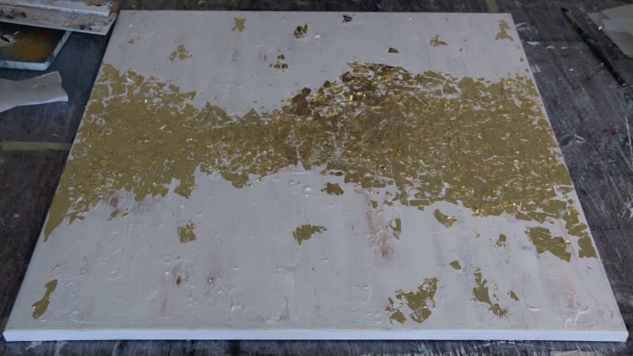 Abstraktes Acrylbild/ Golden Dream/Gold Leaf / Acrylics /Demonstration by Victoria FineArt