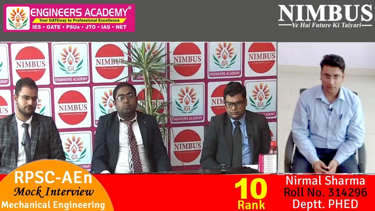 Congratulations Nirmal Sharma ( PHED - AEn ) | Mock Interview -Engineers Academy Toppers in RPSC AEn