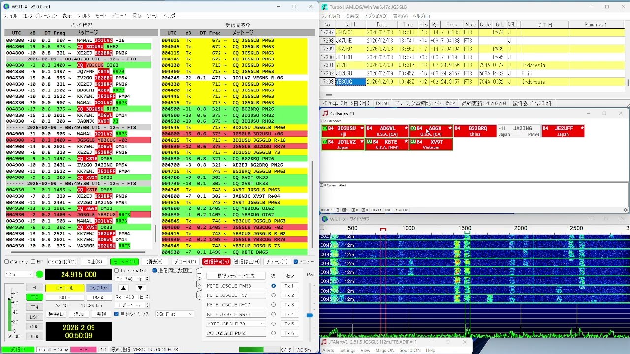 【WSJT-X 3.0　FT8　24MHz】2026 02 09 09 31 46
