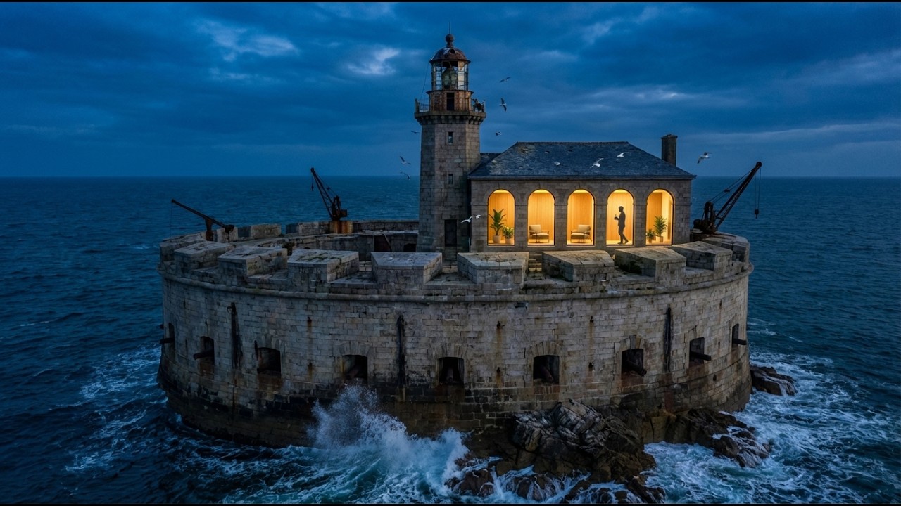 He Built a SECRET Modern Home on an ABANDONED Sea Fortress Lost in the Ocean (ASMR)