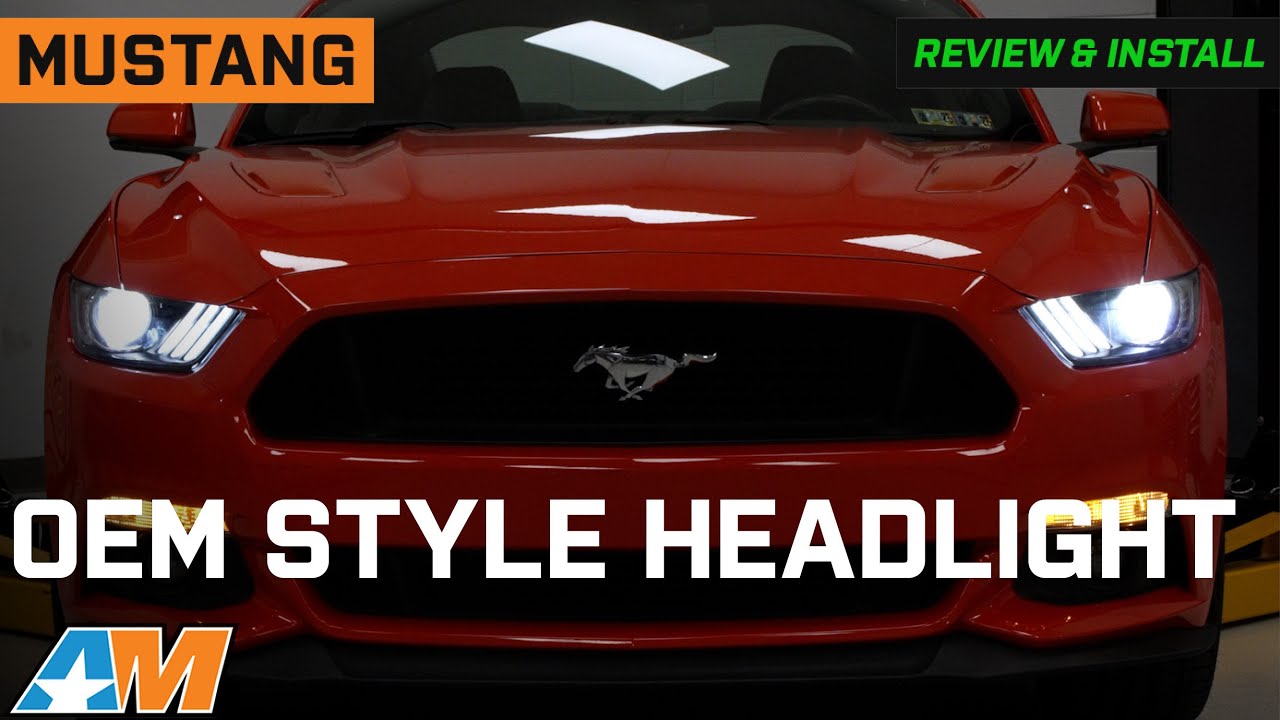 Обзор и установка фары головного света Mustang OEM Style 2015&ndash;2022 гг. с чёрным корпусом