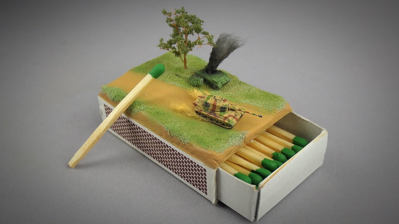 Tank battle! Diorama in 1/700 scale on a matchbox.