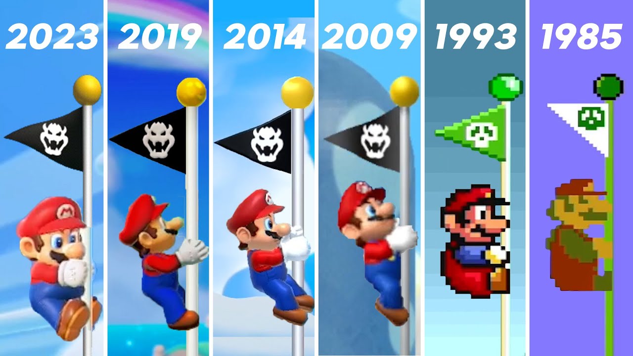 Evolution of Goal pole animation in super mario bros game and LEGO (1985 ~2023)
