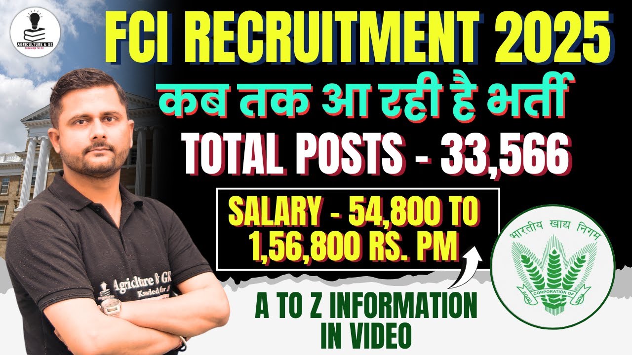 FCI Recruitment 2025 | 33566 Posts | FCI Age, Qualification, Selection Process, Salary & Syllabus