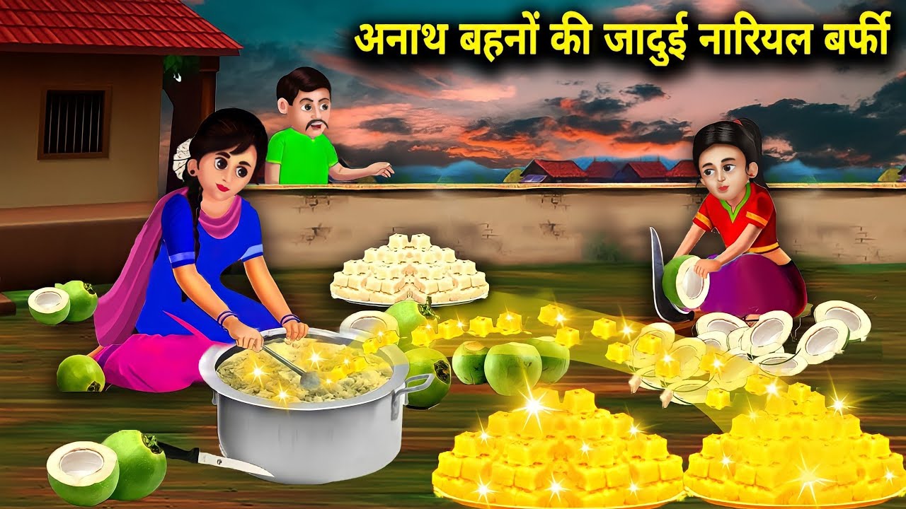 अनाथ बहनों की शादी नारियल बर्फी | ANATH BAHANON KI JAADUI NARIYAL BARFI magical moral story in Hindi